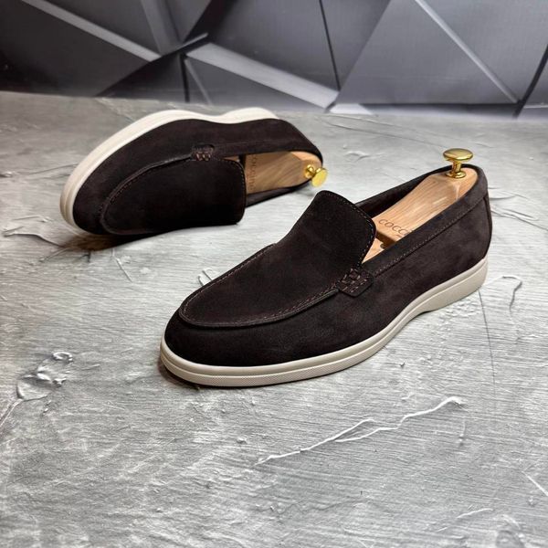 Мужские коричневые замшевые лоферы весна/лето BR-2510/9 brown | Стильные коричневые мужские замшевые лоферы BR-2510/9 brown фото