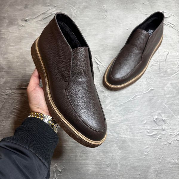 Чоловічі лофери Вк-1626/3 LUX brown-fl хутро 1626/3 LUX brown-fl хутро фото