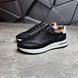 Мужские чёрные кроссовки из натуральной кожи весна/осень 1052/20 black | Чёрные мужские кожаные кроссовки 1052/20 black фото 1